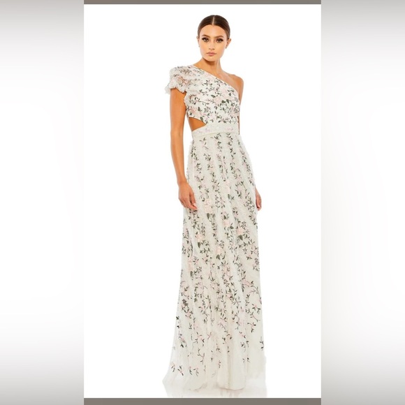 Mac Duggal 70160 one shoulder lace up dress size 4 - Picture 1 of 7